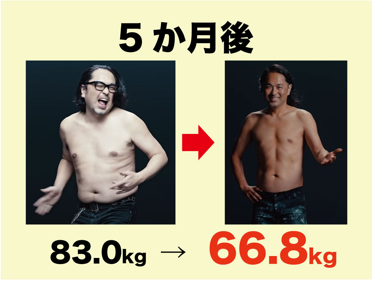 マッコイ斉藤　ライザップで-16.2kg達成